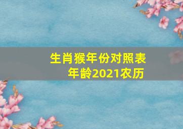 生肖猴年份对照表年龄2021农历