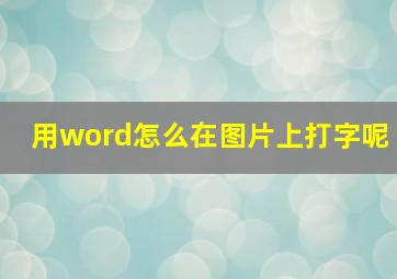 用word怎么在图片上打字呢