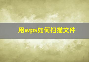 用wps如何扫描文件