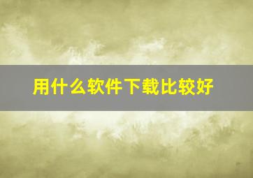 用什么软件下载比较好