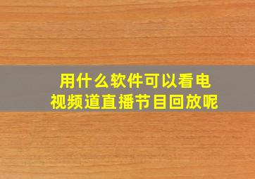 用什么软件可以看电视频道直播节目回放呢