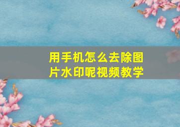 用手机怎么去除图片水印呢视频教学