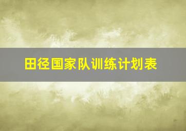 田径国家队训练计划表