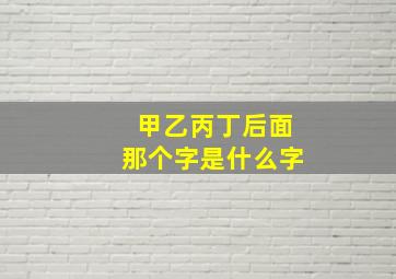 甲乙丙丁后面那个字是什么字