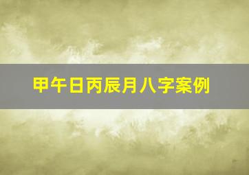 甲午日丙辰月八字案例