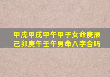 甲戌甲戌甲午甲子女命庚辰己卯庚午壬午男命八字合吗