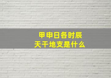 甲申日各时辰天干地支是什么