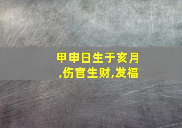 甲申日生于亥月,伤官生财,发福