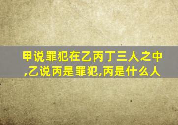 甲说罪犯在乙丙丁三人之中,乙说丙是罪犯,丙是什么人