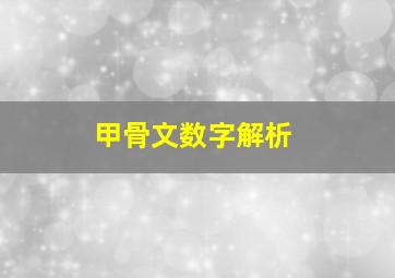 甲骨文数字解析