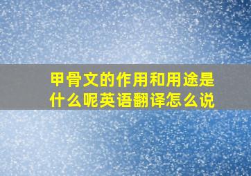 甲骨文的作用和用途是什么呢英语翻译怎么说