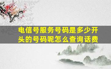 电信号服务号码是多少开头的号码呢怎么查询话费