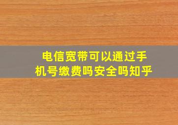 电信宽带可以通过手机号缴费吗安全吗知乎