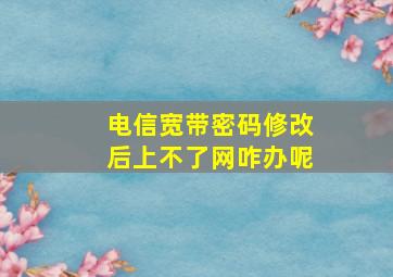 电信宽带密码修改后上不了网咋办呢