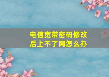 电信宽带密码修改后上不了网怎么办