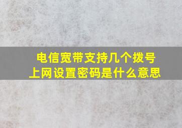 电信宽带支持几个拨号上网设置密码是什么意思