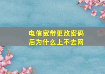 电信宽带更改密码后为什么上不去网