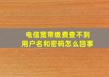 电信宽带缴费查不到用户名和密码怎么回事