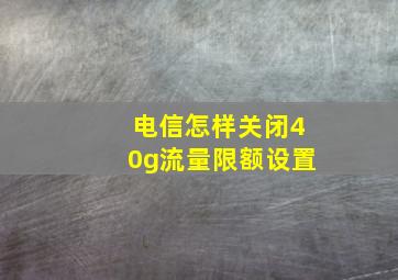 电信怎样关闭40g流量限额设置