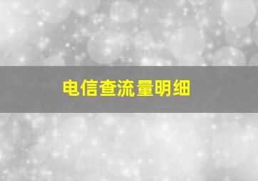 电信查流量明细