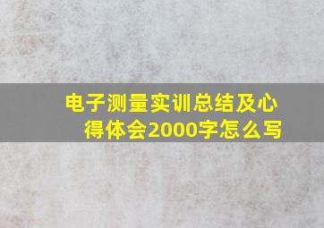 电子测量实训总结及心得体会2000字怎么写