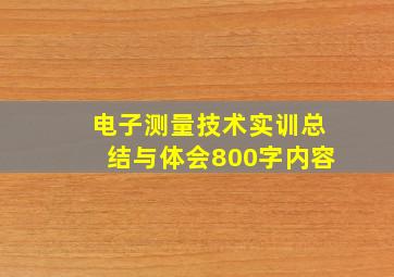 电子测量技术实训总结与体会800字内容