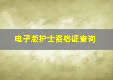 电子版护士资格证查询