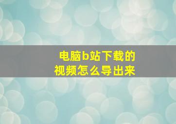 电脑b站下载的视频怎么导出来