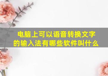 电脑上可以语音转换文字的输入法有哪些软件叫什么