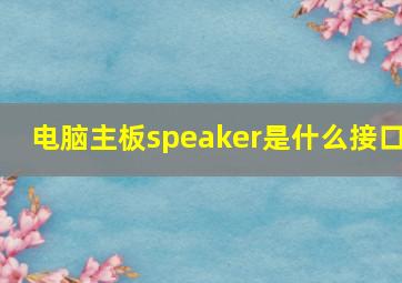 电脑主板speaker是什么接口