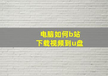 电脑如何b站下载视频到u盘