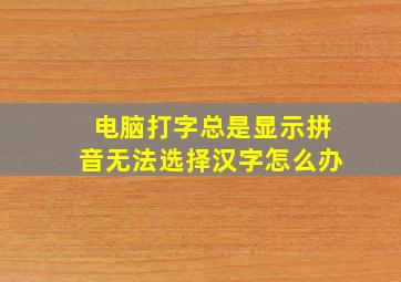 电脑打字总是显示拼音无法选择汉字怎么办