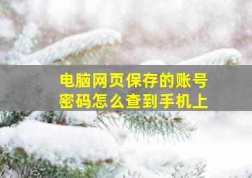 电脑网页保存的账号密码怎么查到手机上