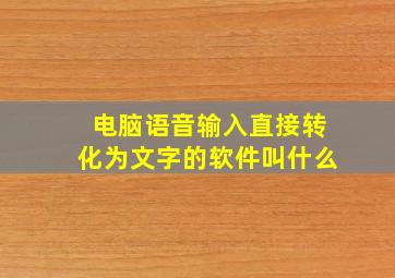 电脑语音输入直接转化为文字的软件叫什么