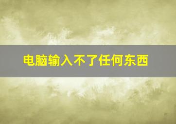 电脑输入不了任何东西