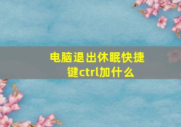 电脑退出休眠快捷键ctrl加什么