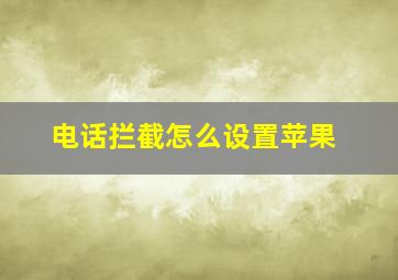 电话拦截怎么设置苹果