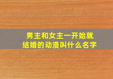 男主和女主一开始就结婚的动漫叫什么名字