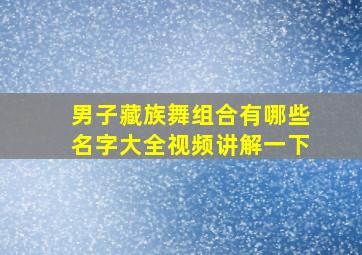 男子藏族舞组合有哪些名字大全视频讲解一下