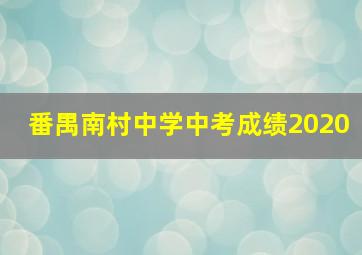 番禺南村中学中考成绩2020