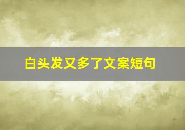 白头发又多了文案短句