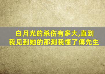 白月光的杀伤有多大,直到我见到她的那刻我懂了傅先生