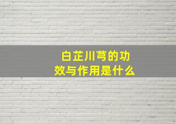 白芷川芎的功效与作用是什么