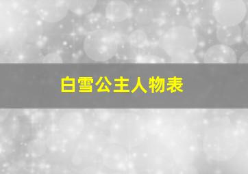 白雪公主人物表