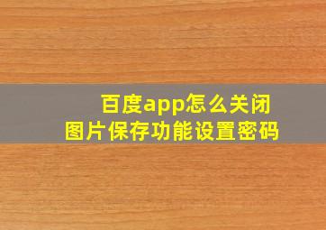 百度app怎么关闭图片保存功能设置密码