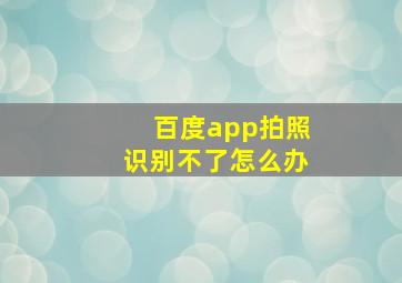 百度app拍照识别不了怎么办