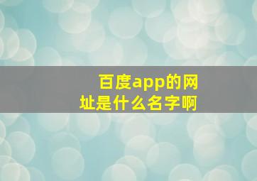 百度app的网址是什么名字啊