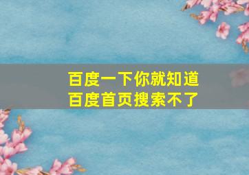 百度一下你就知道百度首页搜索不了