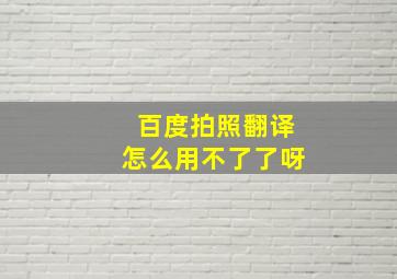 百度拍照翻译怎么用不了了呀