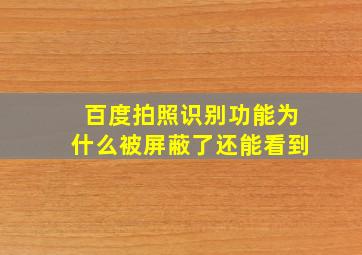 百度拍照识别功能为什么被屏蔽了还能看到